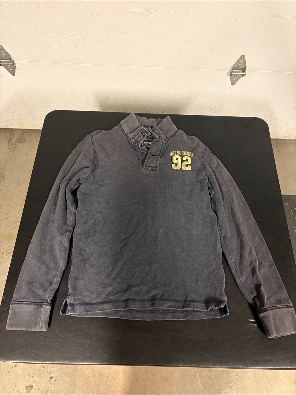Abercrombie & Fitch Navy Long-Sleeve Polo with '92' Chest Patch